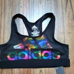 Adidas Climacool Black Sports Bra with Colorful Logo Girls Sz 14
